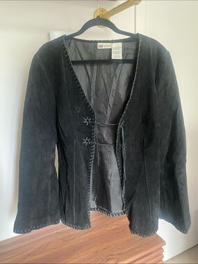 Faded Glory Black Suede Tie-Front Jacket